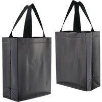 12Pcs Sacs Cadeaux Réutilisables Noirs Brillants avec Poignées — Rangement et présentation