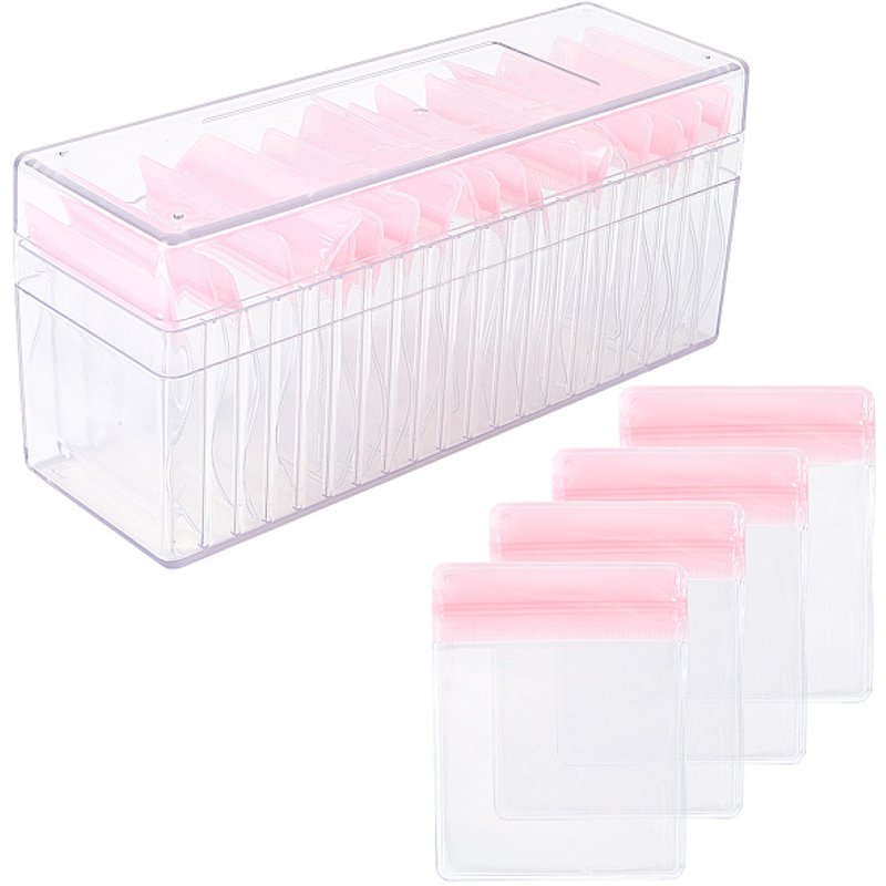 Boîte de rangement à bijoux en plastique ABS rose rectangulaire avec couvercle — Boîte à bijoux