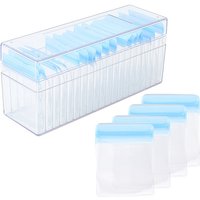 Boîte de rangement à bijoux transparente rectangulaire avec couvercle et sacs PVC