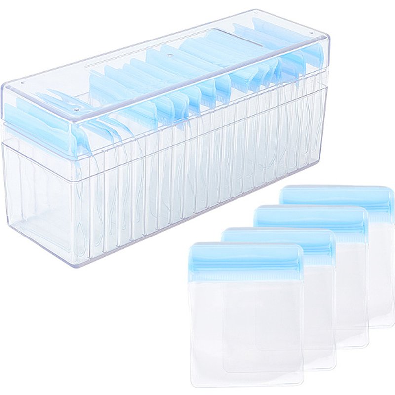 Boîte de rangement à bijoux transparente rectangulaire avec couvercle et sacs PVC — Boîte à bijoux