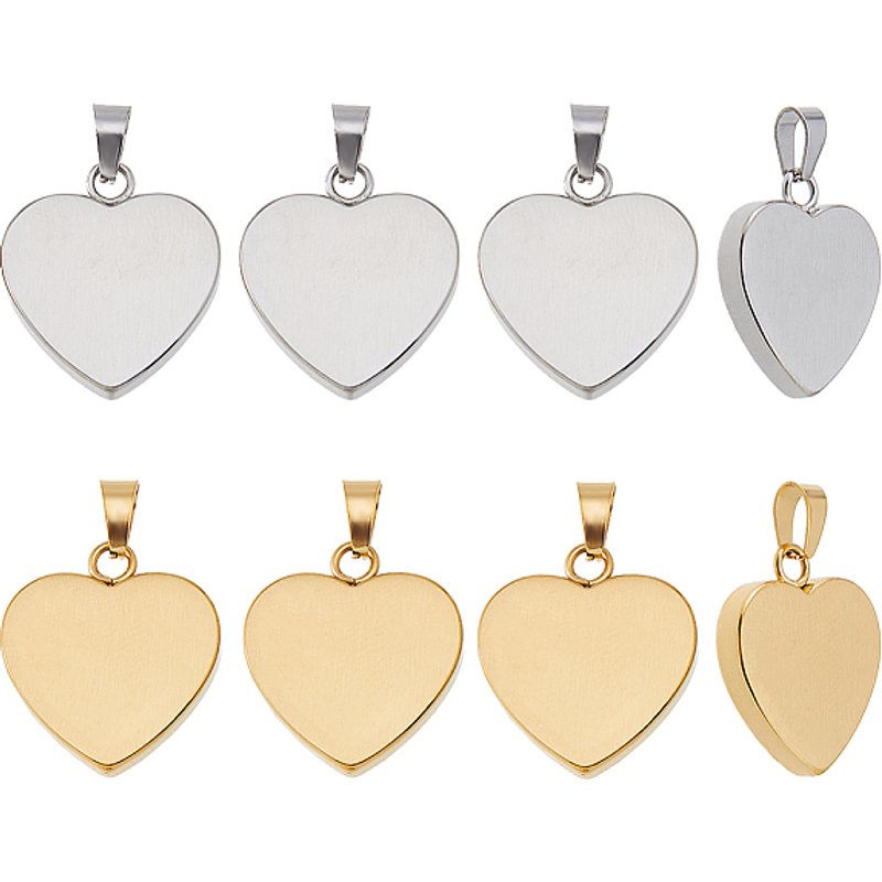 Pendentifs en Acier Inoxydable en Forme de Coeur - Ensemble de 8 Pièces — Breloques et pendentifs