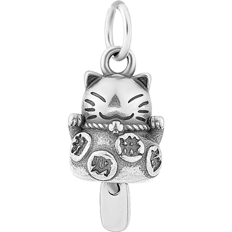 Pendentif Maneki-Neko en Argent S925 avec Chiffon de Polissage — Breloques et pendentifs