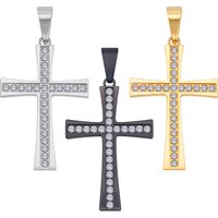 Ensemble de 3 pendentifs en acier inoxydable croix avec strass — Breloques et pendentifs