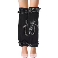 Polyester Leg Sleeves for Women with PU Leather Belt - Black — Fashion Accessories
