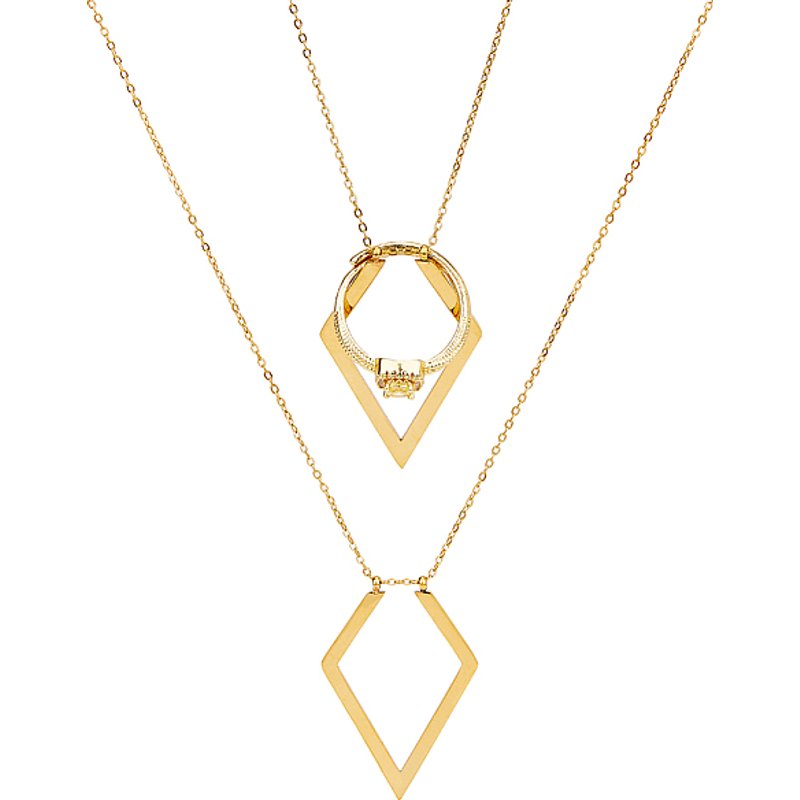 Stainless Steel Rhombus Pendant Ring Holder Necklace for Women — Pendant Necklace