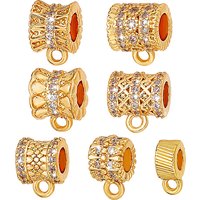 14Pcs Bails Tubulaires en Laiton, Plaqué Or 18K, 7 Styles