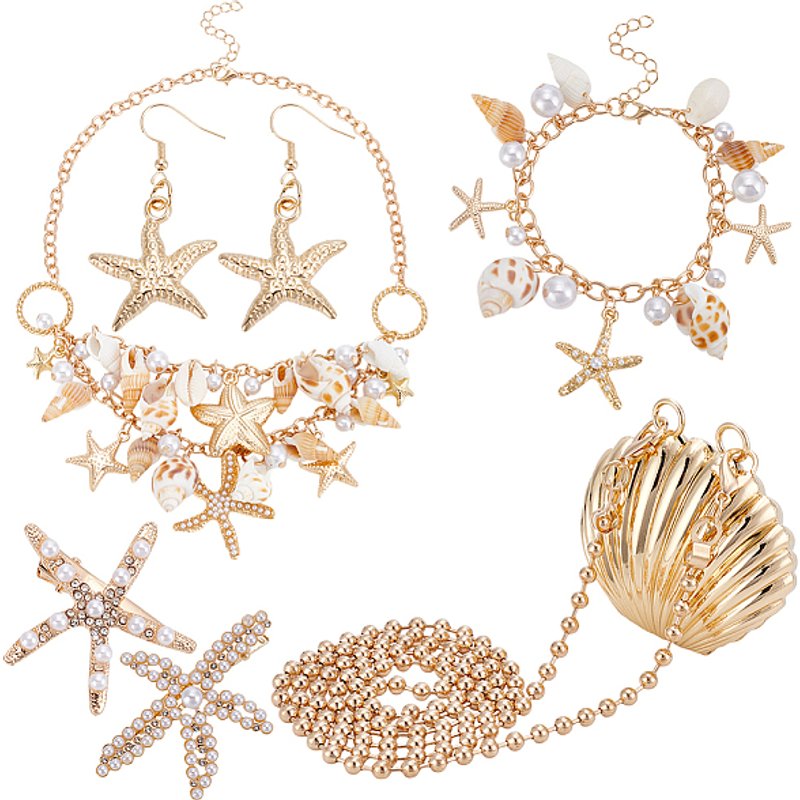 Sac bandoulière en alliage et ensemble de bijoux en or — Bijoux fantaisie
