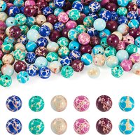 150 Pcs Perles de Jaspe Impérial Teintées, Naturelles et Synthétiques, Couleurs Mélangées — Perles à bijoux