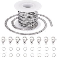 DIY 304 Stainless Steel Curb Chains Bracelet/Necklace Making Kit