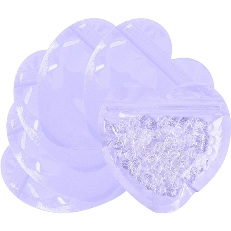 50 sacs ziplock OPP avec fenêtre transparente, cœur, prune, 10x10cm — Rangement et présentation