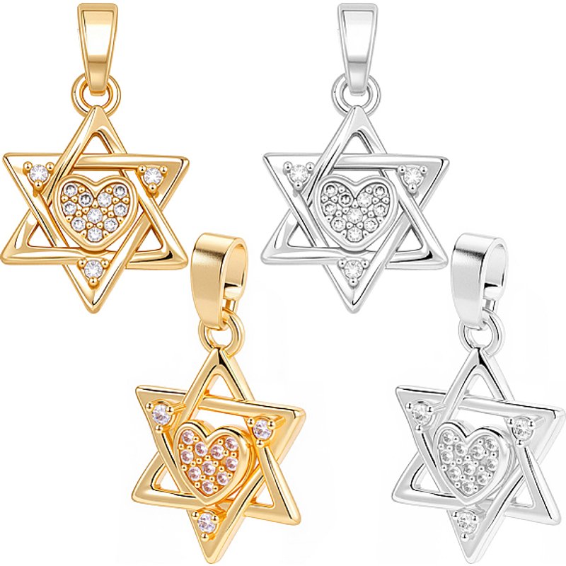 16 Pcs Charms Étoiles en Zircon Cubique Micro Pave en Laiton - Couleurs Mixtes — Breloques et pendentifs