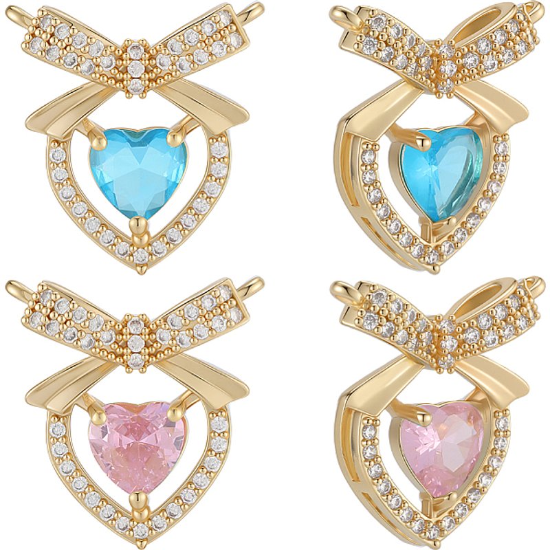 Brass Micro Pave Cubic Zirconia Heart Charms - 8 Pieces — Charms & Pendants