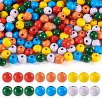 240 Pcs Perles en Bois Naturel, Teintes, Ronde, Couleurs Mélangées — Perles à bijoux