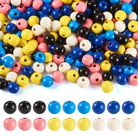 240 Pcs Perles en Bois Naturel, Teintes, Ronde, Couleurs Mélangées — Perles à bijoux
