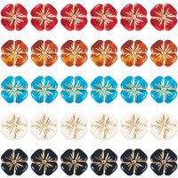 80Pcs Perles Acryliques Transparentes en Fleurs avec Enlacement Métallique Doré