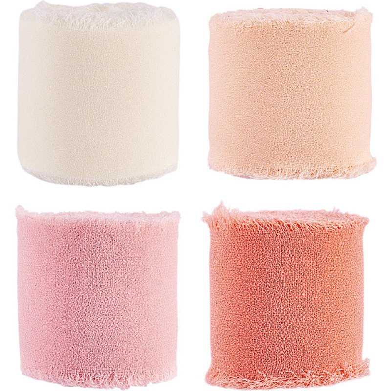 Ruban en polyester effiloché - 4 rouleaux, 4 couleurs, 1,5 pouce — Chaînes, fils et cordons