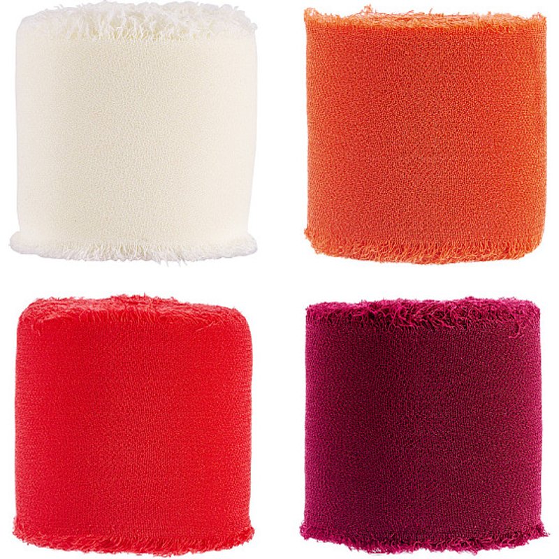 Ruban en polyester effiloché - 4 rouleaux de 4 couleurs