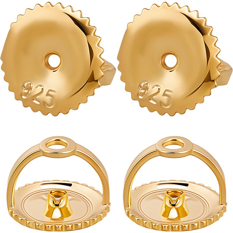 8Pcs 925 Sterling Silver Ear Nuts with 18K Gold Plating — Jewelry Findings