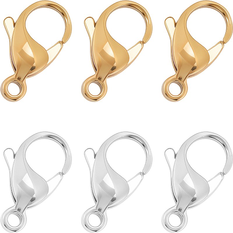12 Pcs Fermoirs à Homard en Acier Inoxydable 316 - Couleurs Mélangées — Accessoires pour bijoux