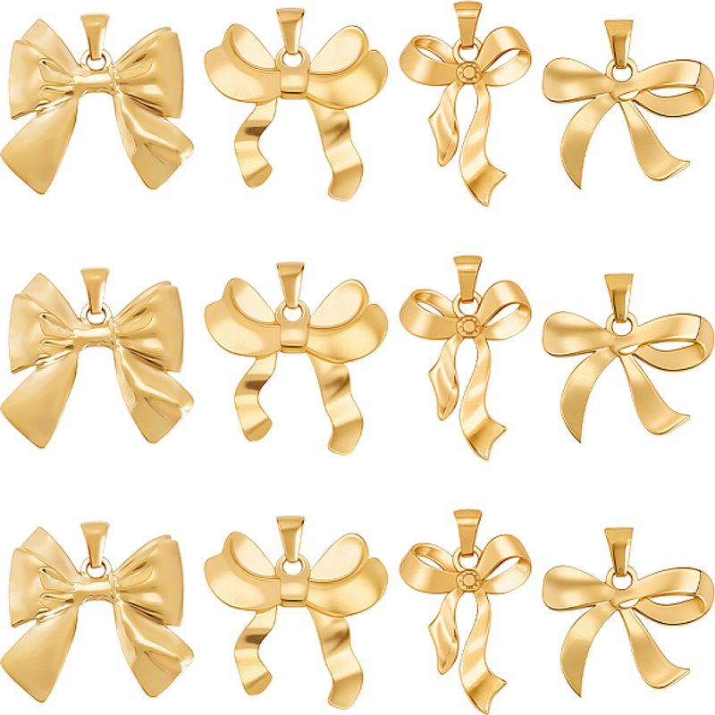 12 Pcs Charms en Acier Inoxydable Bowknot, Plaqué Or 18K — Breloques et pendentifs
