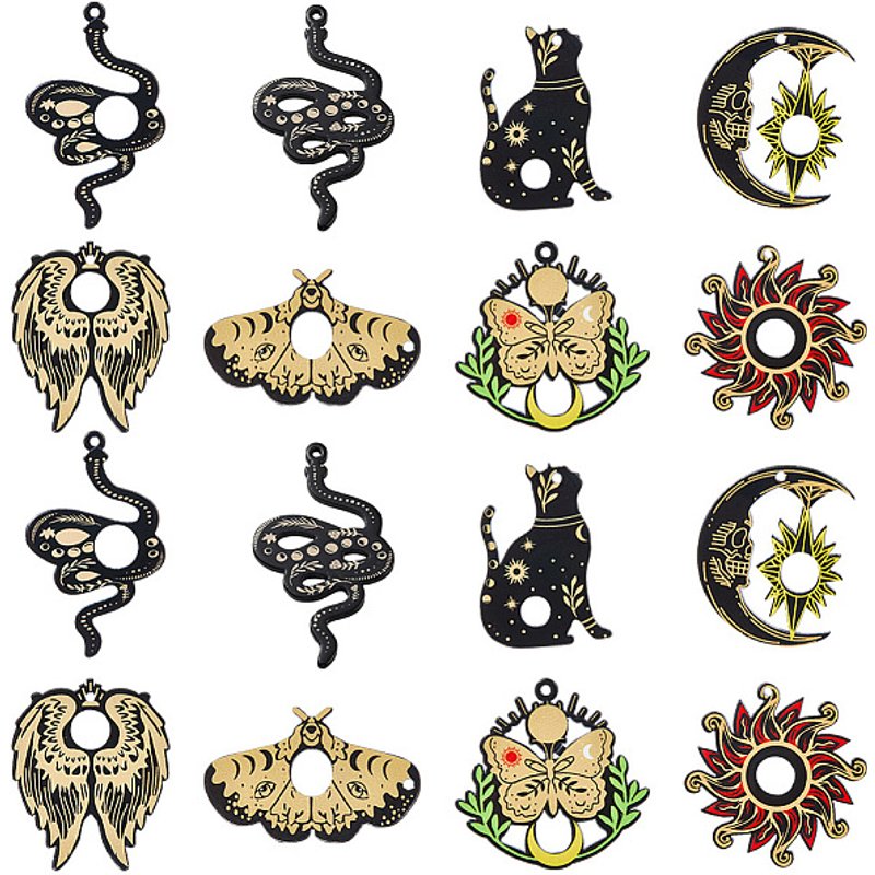 Ensemble de 16 Charms Tarot Sunnyclue - Pendentifs Halloween Gothiques — Breloques et pendentifs