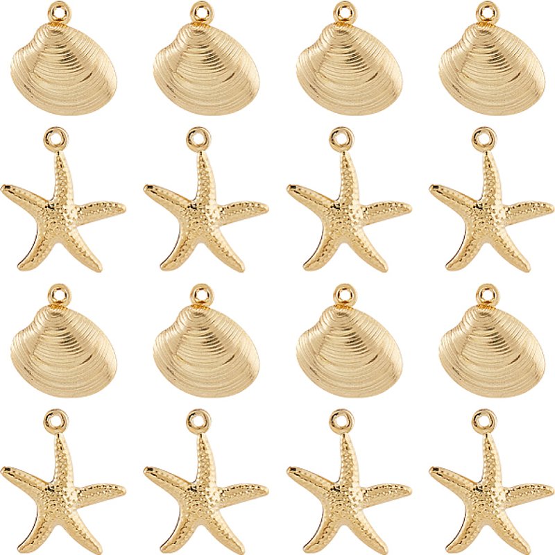 Ensemble de 64 Pcs de Pendentifs en Acier Inoxydable 316, Coquillage et Étoile de Mer — Breloques et pendentifs