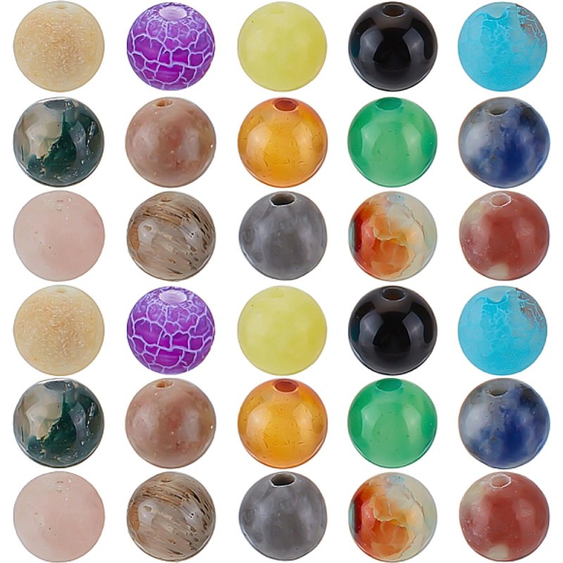 750 Pcs Perles en Gemmes Naturelles Mixtes, 15 Styles, 6-8mm — Perles à bijoux