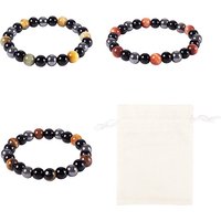 Bracelets 8mm en Œil de Tigre, Onyx Noir et Obsidienne Noire pour Femmes — Bracelet Femme