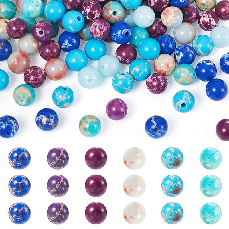 180Pcs Dyed Natural & Synthetic Imperial Jasper Beads Strands — Jewelry Beads