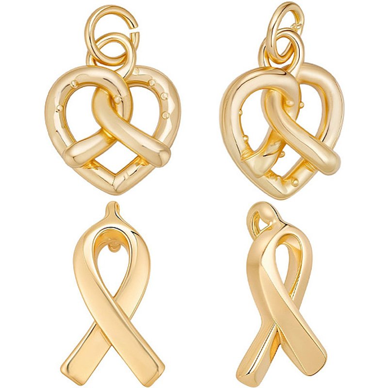 12 Pcs Pendentifs en Laiton Plaqués Or 18K avec Anneaux de Saut — Breloques et pendentifs