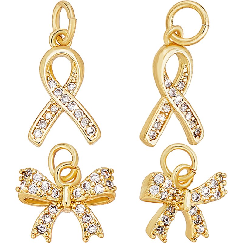 Brass Micro Pave Cubic Zirconia Charms with Jump Ring, 8 Pcs — Charms & Pendants