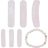 6Pcs Charms de Connecteur en Quartz Rose Naturel, Liens Rectangulaires Courbés — Accessoires pour bijoux