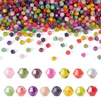 1500 Pcs Picasso Baking Paint Glass Seed Beads, Bicone, Mixed Colors — Jewelry Beads