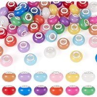 60Pcs Luminous Acrylic European Beads, Glow in the Dark, Mixed Colors
