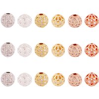 18Pcs Brass Pave Clear Cubic Zirconia Beads in Mixed Colors — Jewelry Beads