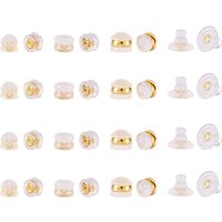 24Pcs Bouchons d'Oreilles en Laiton en 4 Styles avec Couvercles en Plastique et Silicone — Accessoires pour bijoux