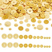 Brass Spacer Beads, Golden Disc and Flat Round, 300pcs