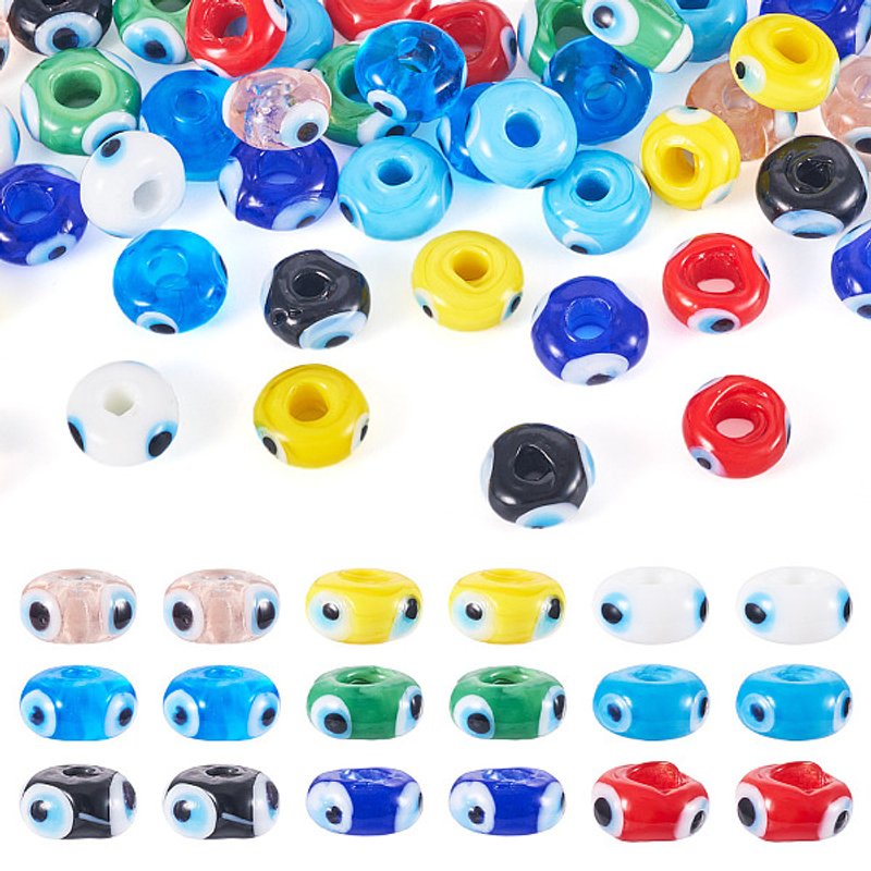 54Pcs Handmade Evil Eye Lampwork Beads, Mixed Colors — Jewelry Beads