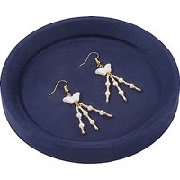 Velvet-Covered Solid Wood Jewelry Display Tray, Round, Midnight Blue — Jewelry Display & Storage