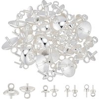 56Pcs Connecteurs Bails en Laiton Plaqué Argent 925