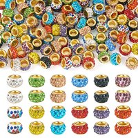 132 Pcs Perles en Alliage avec Rhinestones et Gros Trou Couleurs Mixtes — Perles à bijoux