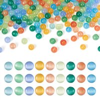 180 Pcs Perles Cat Eye, Rondes, Couleurs Mélangées, 4mm, Trou de 0,7mm