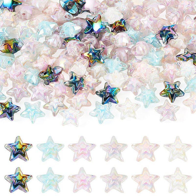 108Pcs Perles Acryliques Transparentes Iridescentes - 6 Couleurs — Perles à bijoux