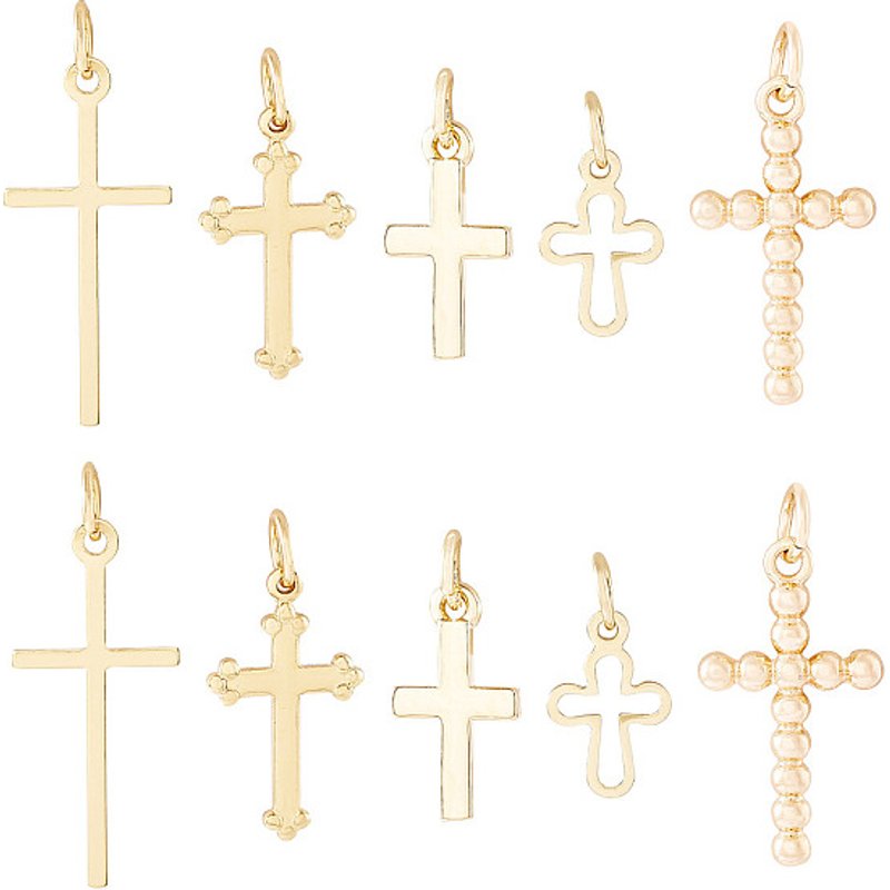 10Pcs Pendentifs en Laiton en Forme de Croix, Sans Cadmium, Nickel et Plomb — Breloques et pendentifs