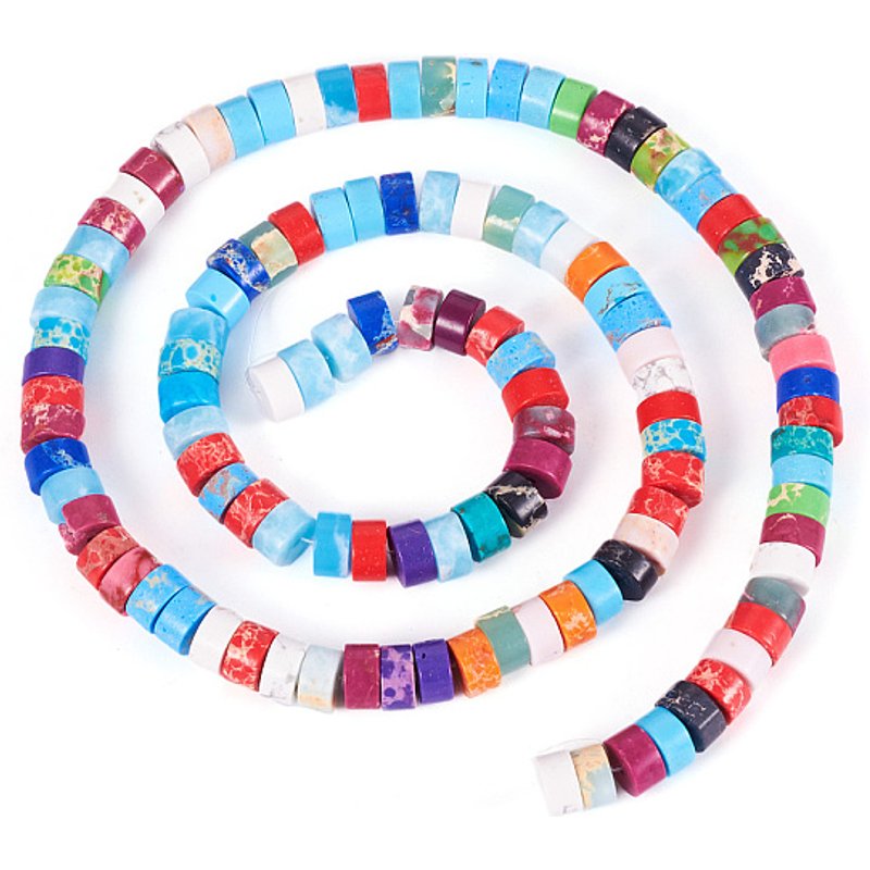 Brins de perles teintées en jaspe impérial synthétique, couleurs mixtes, 2 brins