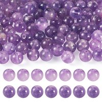 Brins de Perles d'Améthyste Naturelle, Ronde 10mm, Trou 1mm, 2 Brins