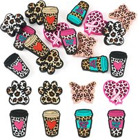 16Pcs Perles Focal en Silicone Imprimé Léopard en Formes et Couleurs Variées — Perles à bijoux