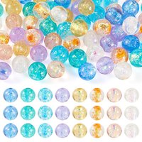 Ensemble de 64 perles en verre lampwork, rondes, couleurs variées