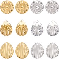 48Pcs Stainless Steel Pendants in 6 Styles with Gold Plating