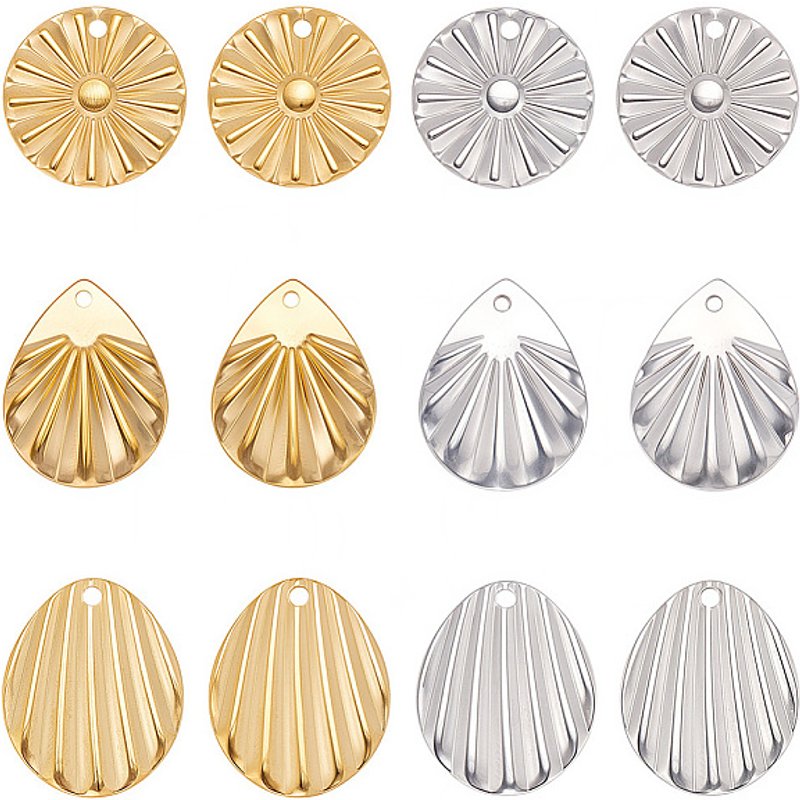 Ensemble de 48 Pcs de Pendentifs en Acier Inoxydable avec Plaquage en Or — Breloques et pendentifs
